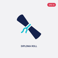 two color diploma roll vector icon from education concept. isolated blue diploma roll vector sign symbol can be use for web, mobile and logo. eps 10