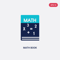 two color math book vector icon from education concept. isolated blue math book vector sign symbol can be use for web, mobile and logo. eps 10