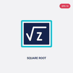two color square root vector icon from education concept. isolated blue square root vector sign symbol can be use for web, mobile and logo. eps 10
