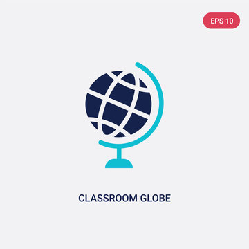 two color classroom globe vector icon from education concept. isolated blue classroom globe vector sign symbol can be use for web, mobile and logo. eps 10