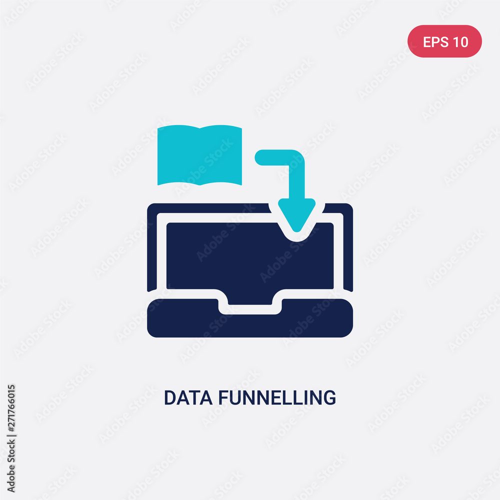 Poster two color data funnelling vector icon from education concept. isolated blue data funnelling vector s