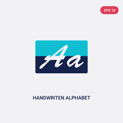 two color handwriten alphabet vector icon from education concept. isolated blue handwriten alphabet vector sign symbol can be use for web, mobile and logo. eps 10