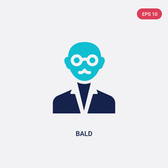 two color bald vector icon from education concept. isolated blue bald vector sign symbol can be use for web, mobile and logo. eps 10