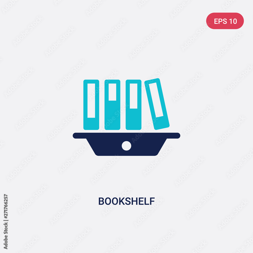 Poster two color bookshelf vector icon from education 2 concept. isolated blue bookshelf vector sign symbol