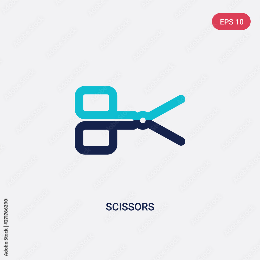 Poster two color scissors vector icon from education 2 concept. isolated blue scissors vector sign symbol c
