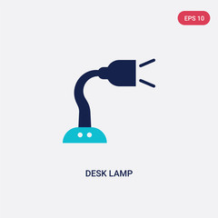 two color desk lamp vector icon from education 2 concept. isolated blue desk lamp vector sign symbol can be use for web, mobile and logo. eps 10