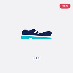 two color shoe vector icon from education 2 concept. isolated blue shoe vector sign symbol can be use for web, mobile and logo. eps 10