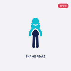 two color shakespeare vector icon from literature concept. isolated blue shakespeare vector sign symbol can be use for web, mobile and logo. eps 10