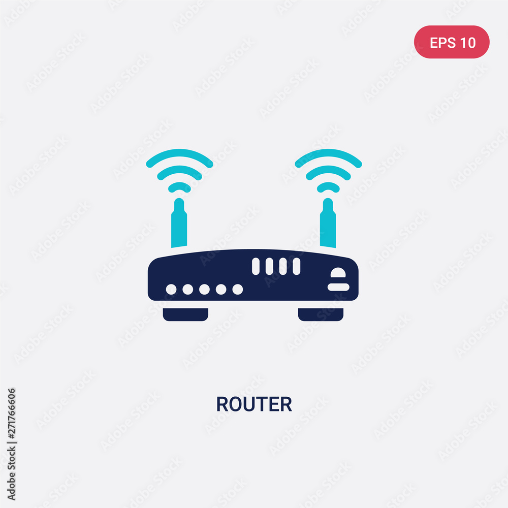 Poster two color router vector icon from electrian connections concept. isolated blue router vector sign sy