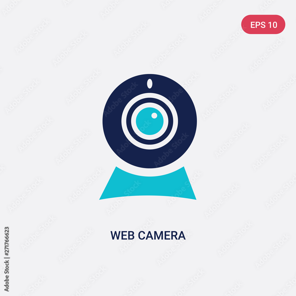 Poster two color web camera vector icon from electrian connections concept. isolated blue web camera vector