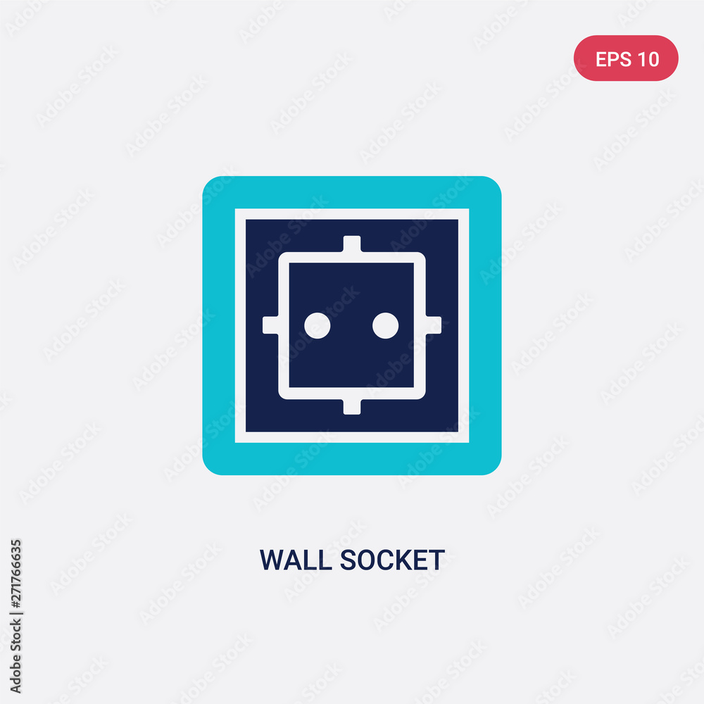 Poster two color wall socket vector icon from electrian connections concept. isolated blue wall socket vect
