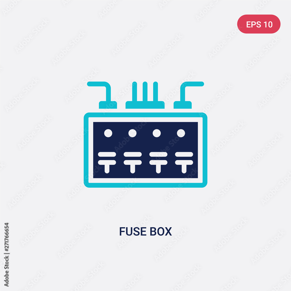 Poster two color fuse box vector icon from electrian connections concept. isolated blue fuse box vector sig