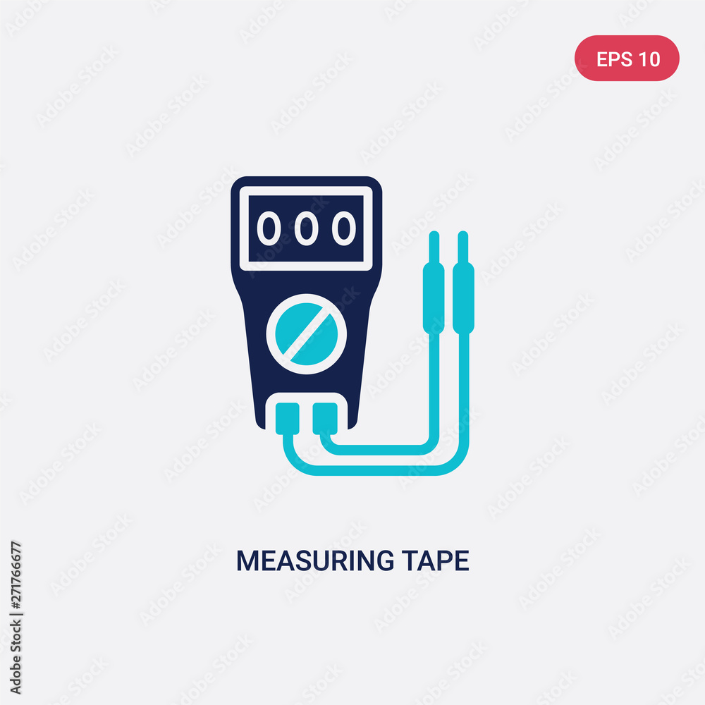 Poster two color measuring tape vector icon from electrian connections concept. isolated blue measuring tap