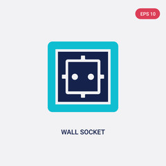 two color wall socket vector icon from electrian connections concept. isolated blue wall socket vector sign symbol can be use for web, mobile and logo. eps 10