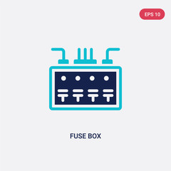 two color fuse box vector icon from electrian connections concept. isolated blue fuse box vector sign symbol can be use for web, mobile and logo. eps 10
