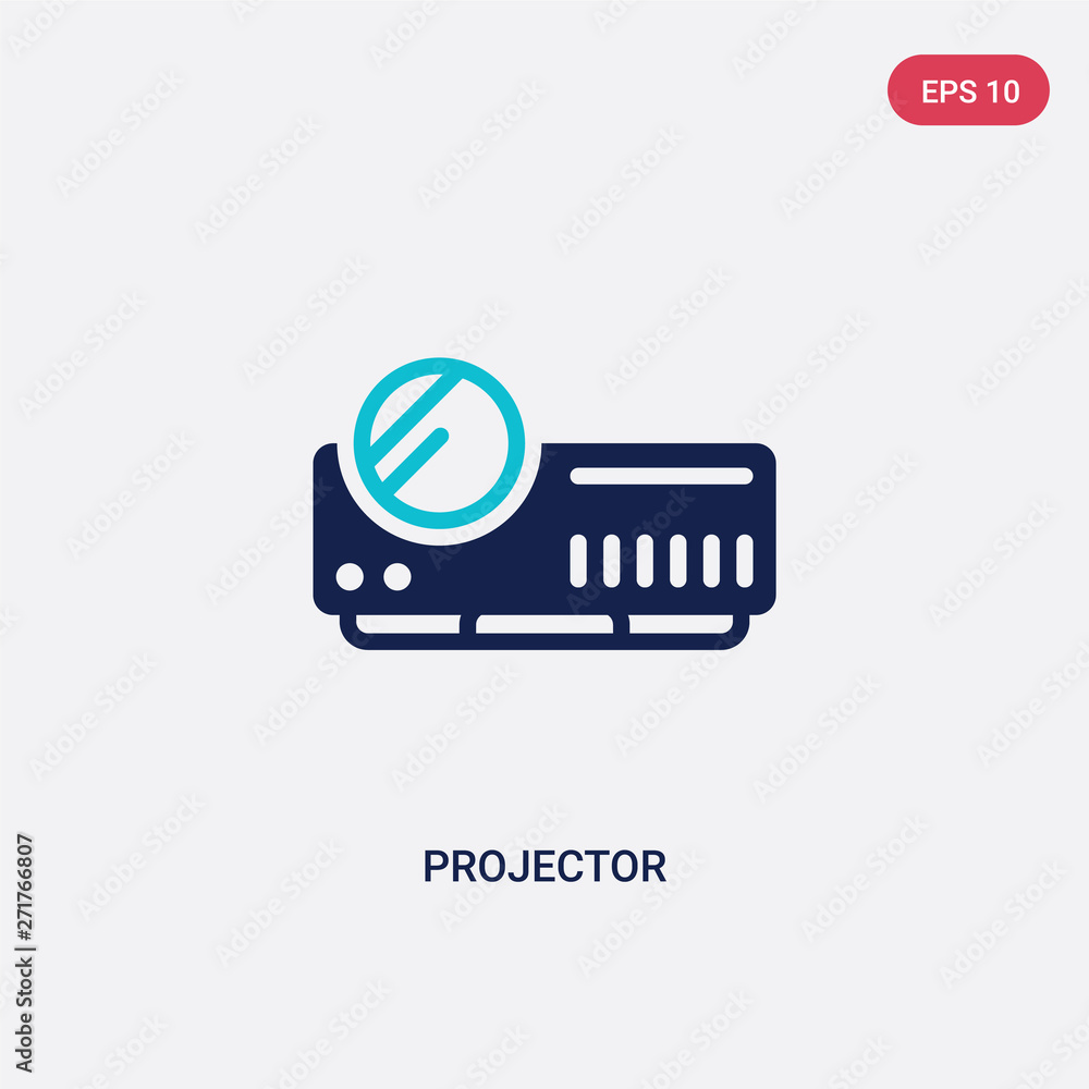Poster two color projector vector icon from electronic devices concept. isolated blue projector vector sign