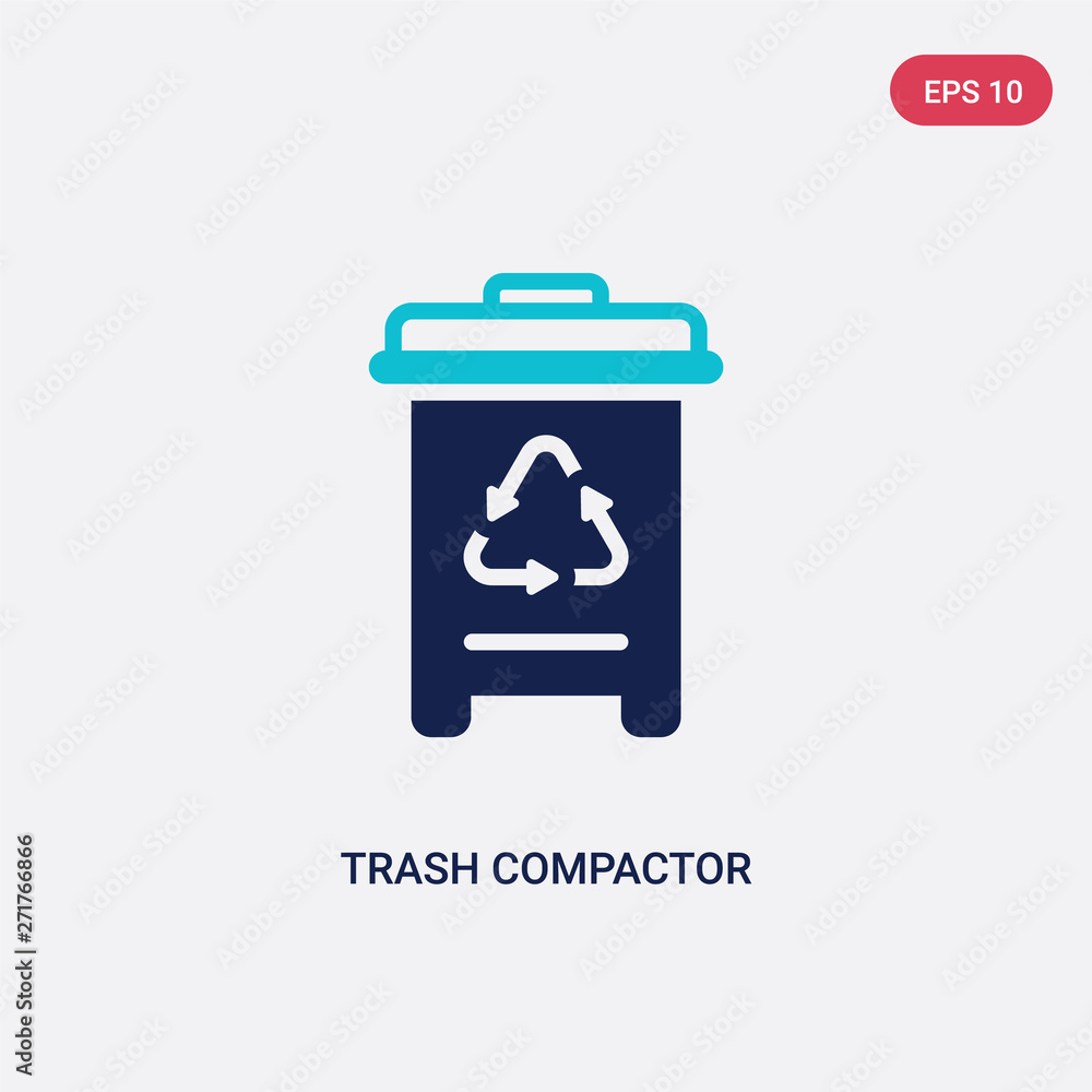 Poster two color trash compactor vector icon from electronic devices concept. isolated blue trash compactor