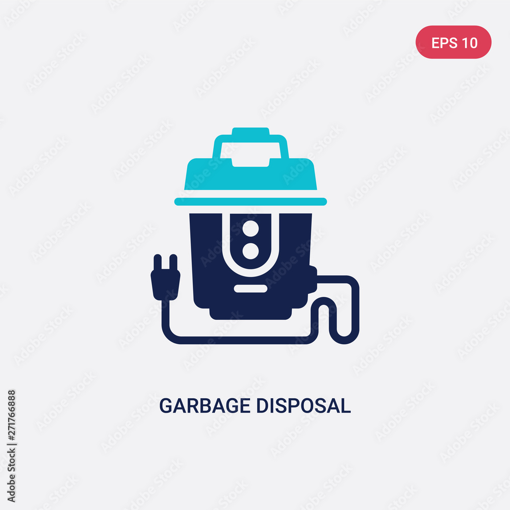 Poster two color garbage disposal vector icon from electronic devices concept. isolated blue garbage dispos
