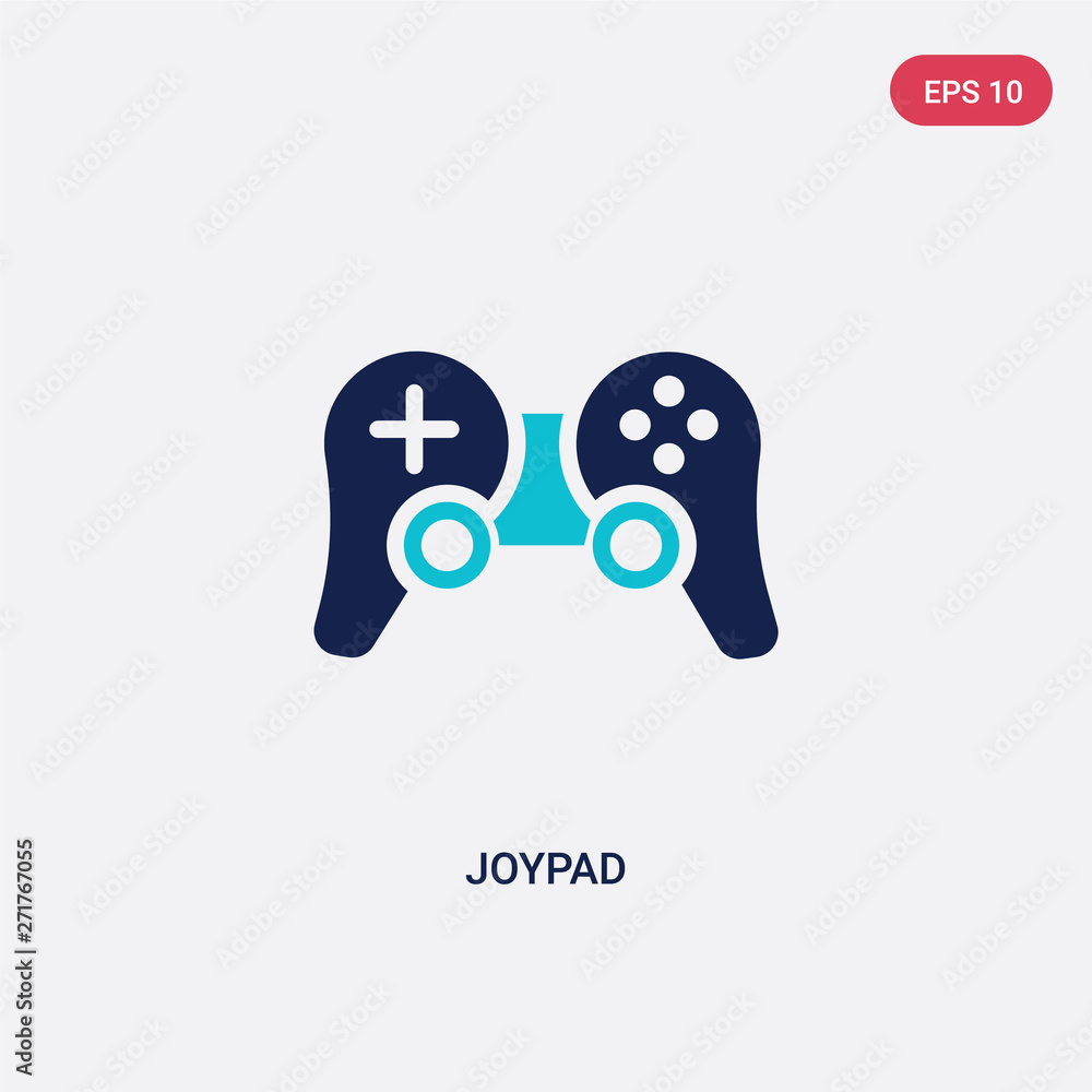 Poster two color joypad vector icon from electronic stuff fill concept. isolated blue joypad vector sign sy