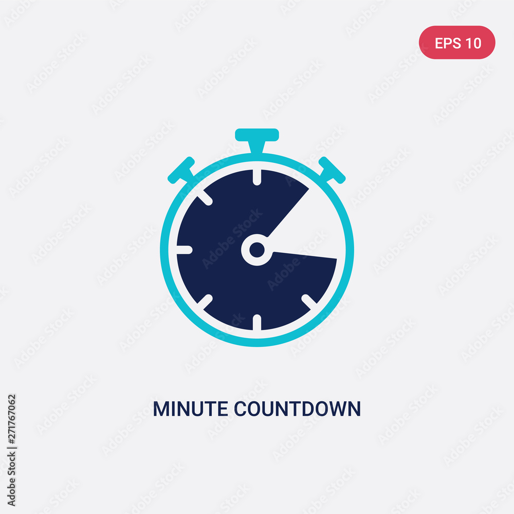 Aufkleber two color minute countdown vector icon from electronic stuff fill concept. isolated blue minute coun