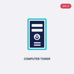two color computer tower vector icon from electronic stuff fill concept. isolated blue computer tower vector sign symbol can be use for web, mobile and logo. eps 10