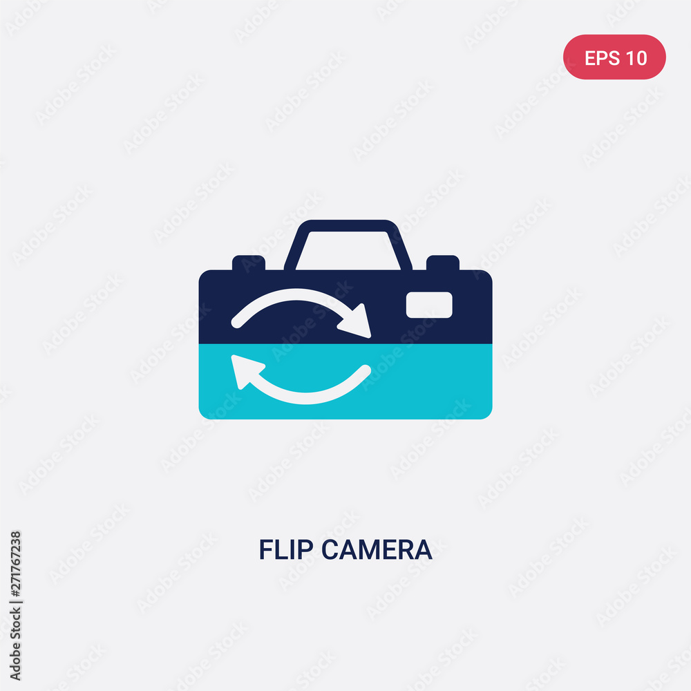 Poster two color flip camera vector icon from electronic stuff fill concept. isolated blue flip camera vect