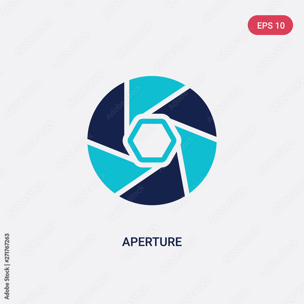 Aufkleber two color aperture vector icon from electronic stuff fill concept. isolated blue aperture vector sig