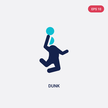 two color dunk vector icon from entertainment concept. isolated blue dunk vector sign symbol can be use for web, mobile and logo. eps 10