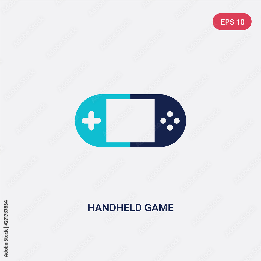 Poster two color handheld game vector icon from entertainment and arcade concept. isolated blue handheld ga