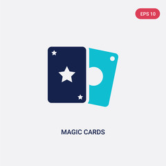 two color magic cards vector icon from entertainment and arcade concept. isolated blue magic cards vector sign symbol can be use for web, mobile and logo. eps 10