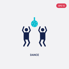 two color dance vector icon from entertainment and arcade concept. isolated blue dance vector sign symbol can be use for web, mobile and logo. eps 10