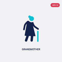 two color grandmother vector icon from family relations concept. isolated blue grandmother vector sign symbol can be use for web, mobile and logo. eps 10