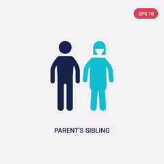 two color parent's sibling vector icon from family relations concept. isolated blue parent's sibling vector sign symbol can be use for web, mobile and logo. eps 10