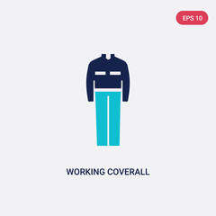 two color working coverall vector icon from fashion concept. isolated blue working coverall vector sign symbol can be use for web, mobile and logo. eps 10