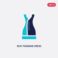 two color sexy feminine dress in black vector icon from fashion concept. isolated blue sexy feminine dress in black vector sign symbol can be use for web, mobile and logo. eps 10