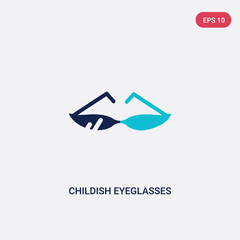 two color childish eyeglasses vector icon from fashion concept. isolated blue childish eyeglasses vector sign symbol can be use for web, mobile and logo. eps 10