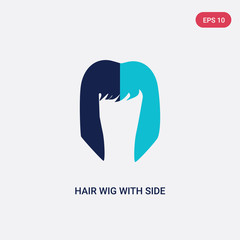 two color hair wig with side vector icon from fashion concept. isolated blue hair wig with side vector sign symbol can be use for web, mobile and logo. eps 10