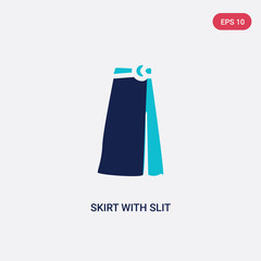 two color skirt with slit and belt vector icon from fashion concept. isolated blue skirt with slit and belt vector sign symbol can be use for web, mobile and logo. eps 10