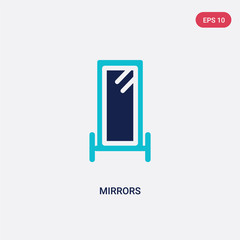 two color mirrors vector icon from fashion concept. isolated blue mirrors vector sign symbol can be use for web, mobile and logo. eps 10
