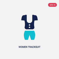 two color women tracksuit vector icon from fashion concept. isolated blue women tracksuit vector sign symbol can be use for web, mobile and logo. eps 10