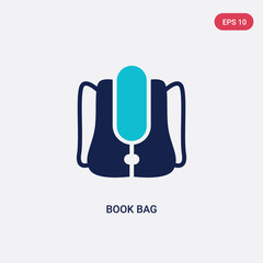 two color book bag vector icon from fashion concept. isolated blue book bag vector sign symbol can be use for web, mobile and logo. eps 10