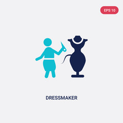 two color dressmaker vector icon from fashion concept. isolated blue dressmaker vector sign symbol can be use for web, mobile and logo. eps 10
