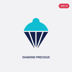 two color diamond precious stone vector icon from fashion concept. isolated blue diamond precious stone vector sign symbol can be use for web, mobile and logo. eps 10