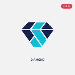 two color diamond vector icon from fashion concept. isolated blue diamond vector sign symbol can be use for web, mobile and logo. eps 10