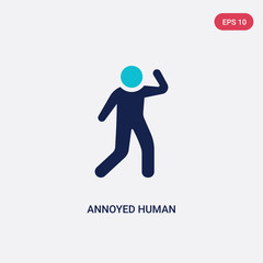 two color annoyed human vector icon from feelings concept. isolated blue annoyed human vector sign symbol can be use for web, mobile and logo. eps 10