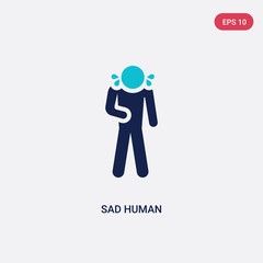 two color sad human vector icon from feelings concept. isolated blue sad human vector sign symbol can be use for web, mobile and logo. eps 10