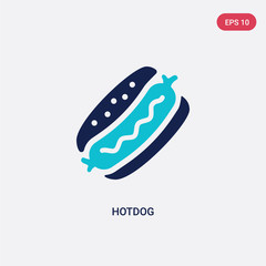 two color hotdog vector icon from food concept. isolated blue hotdog vector sign symbol can be use for web, mobile and logo. eps 10