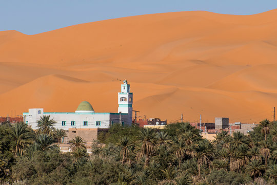 View over the palm oasis of Beni Abbes, Sahara Desert, Algeria