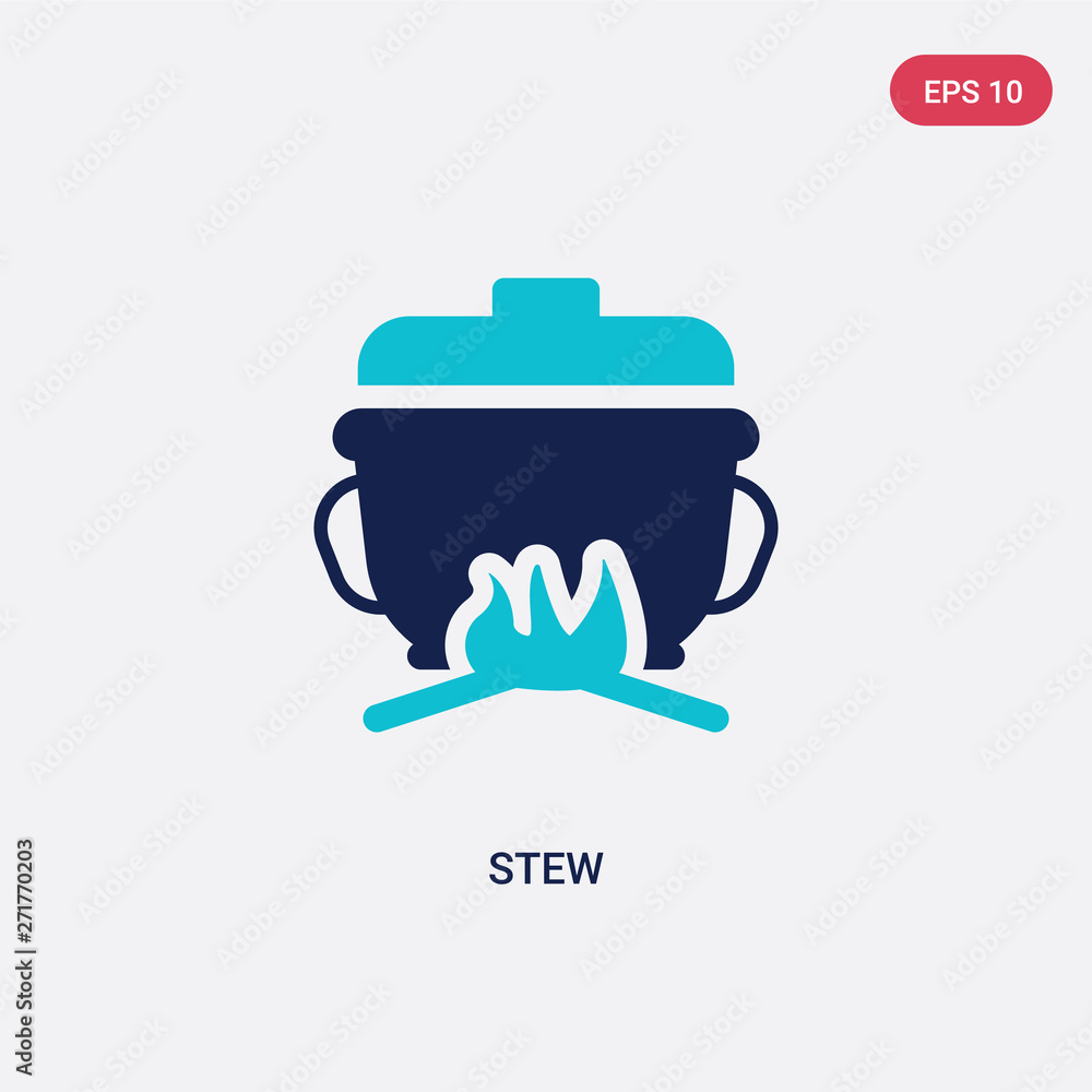 Poster two color stew vector icon from food concept. isolated blue stew vector sign symbol can be use for w