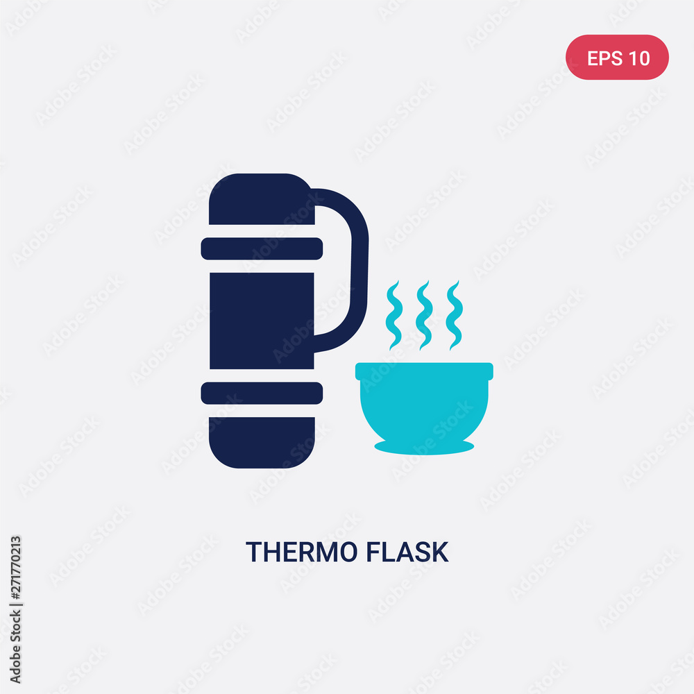 Poster two color thermo flask vector icon from food concept. isolated blue thermo flask vector sign symbol 